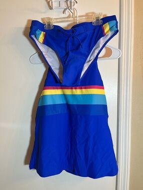 Blue Rainbow-Striped Women’s Swim Tankini